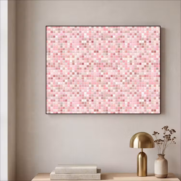 Mozaïek - Patroon - Roze Textielframe zwart klein 947 -sfeer2