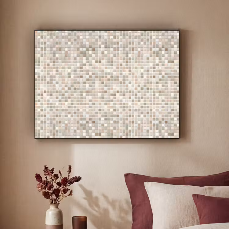 Mozaïek - Patroon- Taupe Textielframe zwart klein 947 -sfeer1