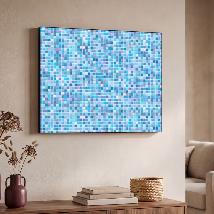 Mozaïek - Patroon - Turquoise Textielframe zwart klein 947 -sfeer3