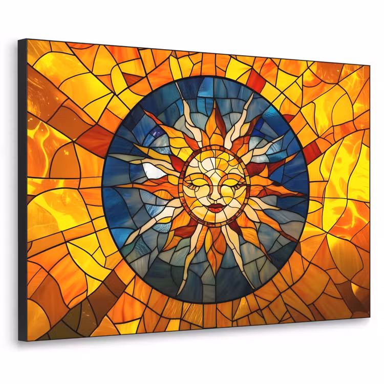 Mozaïek - Zon - Geel - Cirkel Textielframe - compleet frame klein -3d