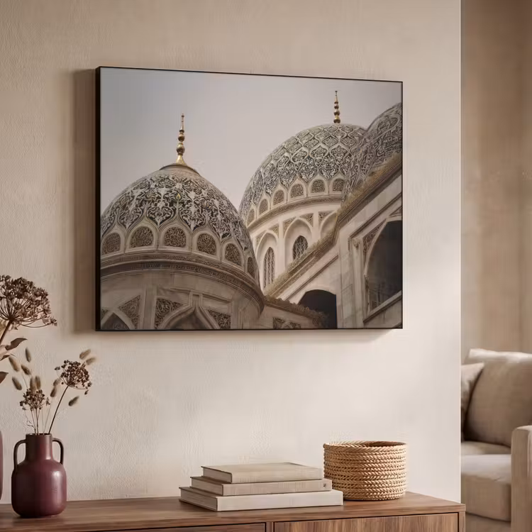 Mozaïekkoepels - Gouden spitsen - Islamitisch Textielframe - compleet frame klein -sfeer3