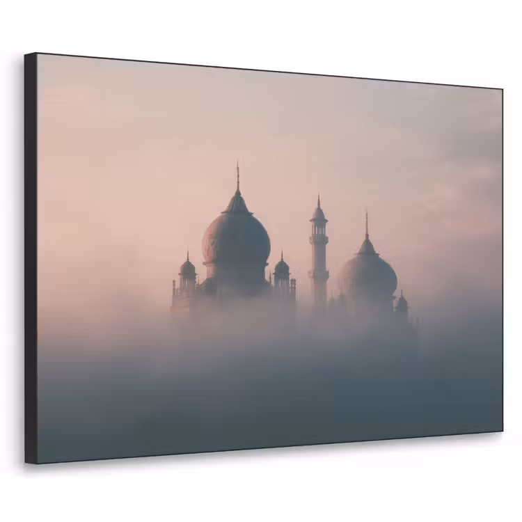 Moskee - Minaretten - mist - Islamitisch Textielframe zwart klein -3d