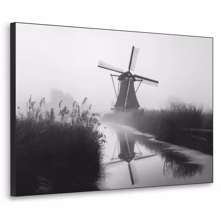 Molen - Weerspiegeling - Landschap - Water Textielframe - compleet frame klein -3d