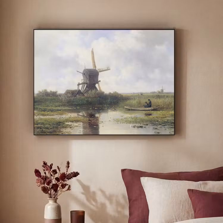 Molen - Willem Roelofs - Oude meesters - Kunst Textielframe zwart klein -sfeer1
