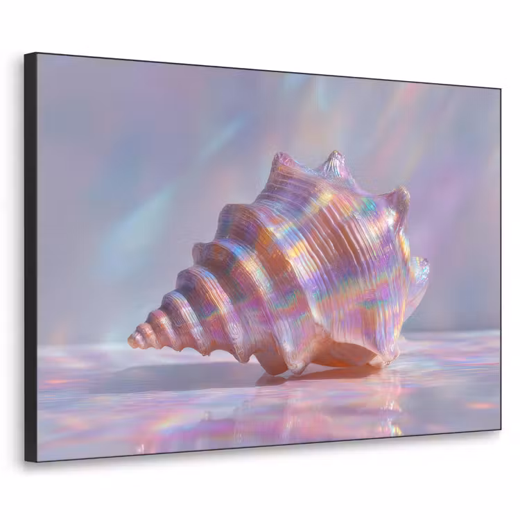 Schelp - Glanzend - Regenboogtinten Textielframe - compleet frame klein -3d