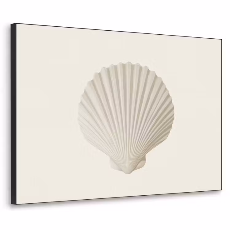 Schelp - Minimalistisch - Wit Textielframe zwart klein -3d