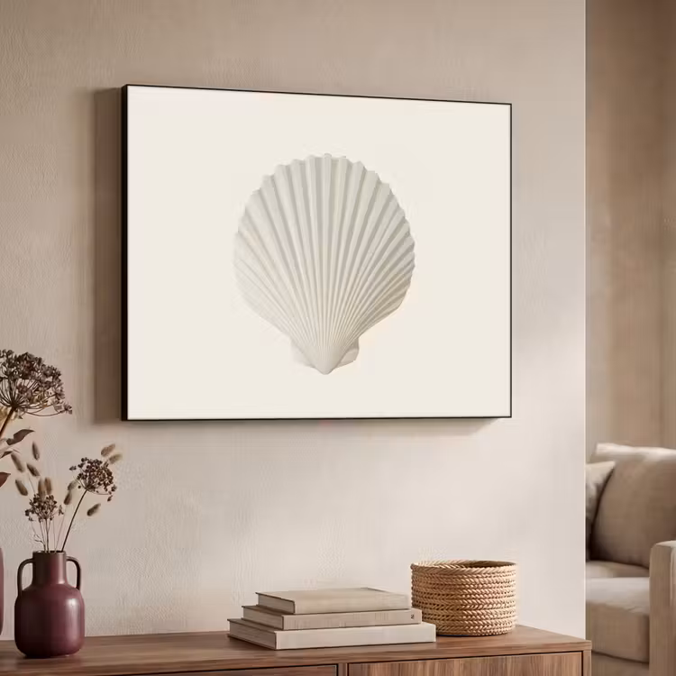 Schelp - Minimalistisch - Wit Textielframe - compleet frame klein -sfeer3