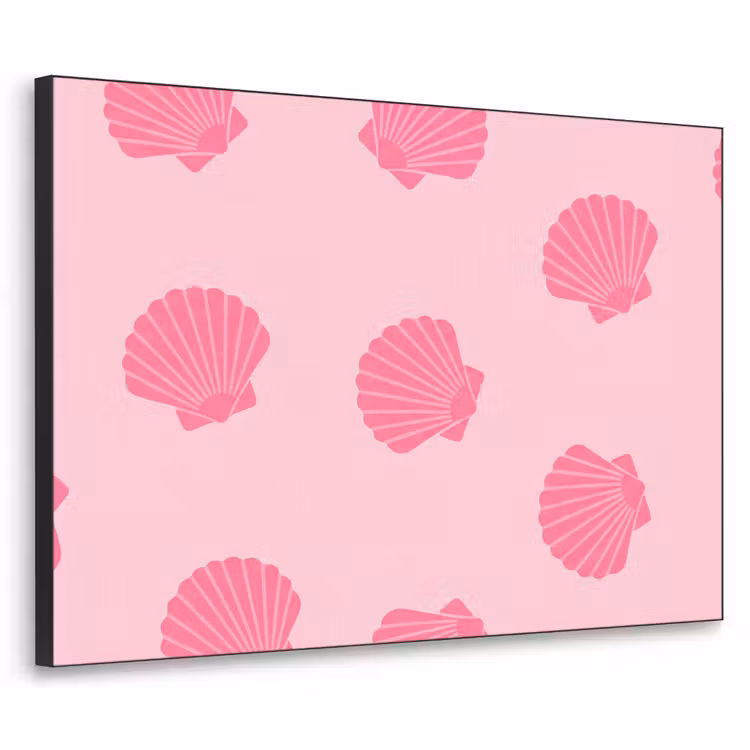 Schelp - Patroon - Zee - Modern - Roze Textielframe zwart klein -3d