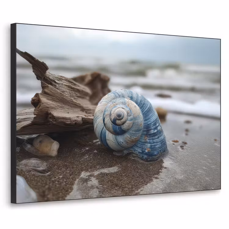 Schelp - Strand - Blauw - Zee Textielframe - compleet frame klein -3d
