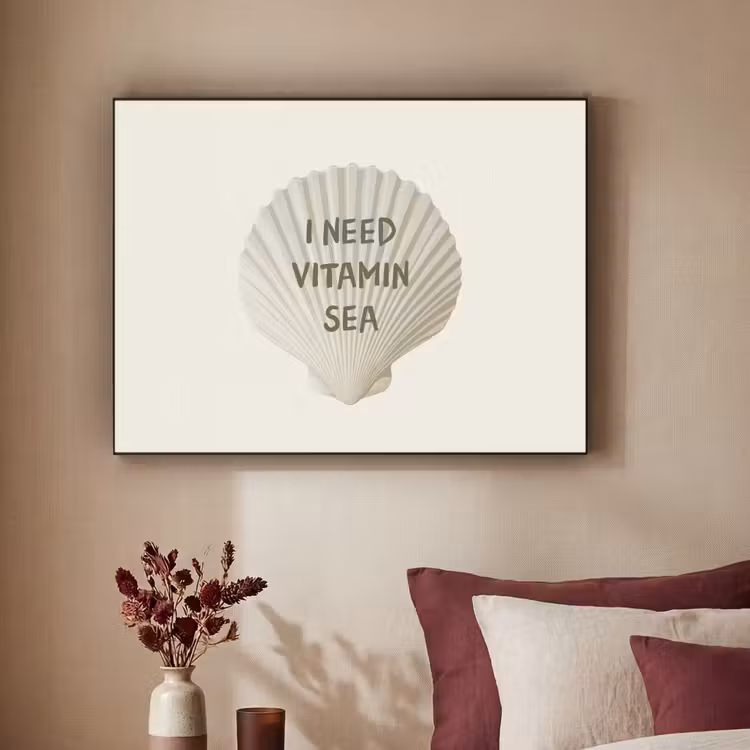 Schelp - Quote - Groen Textielframe - compleet frame klein -sfeer1