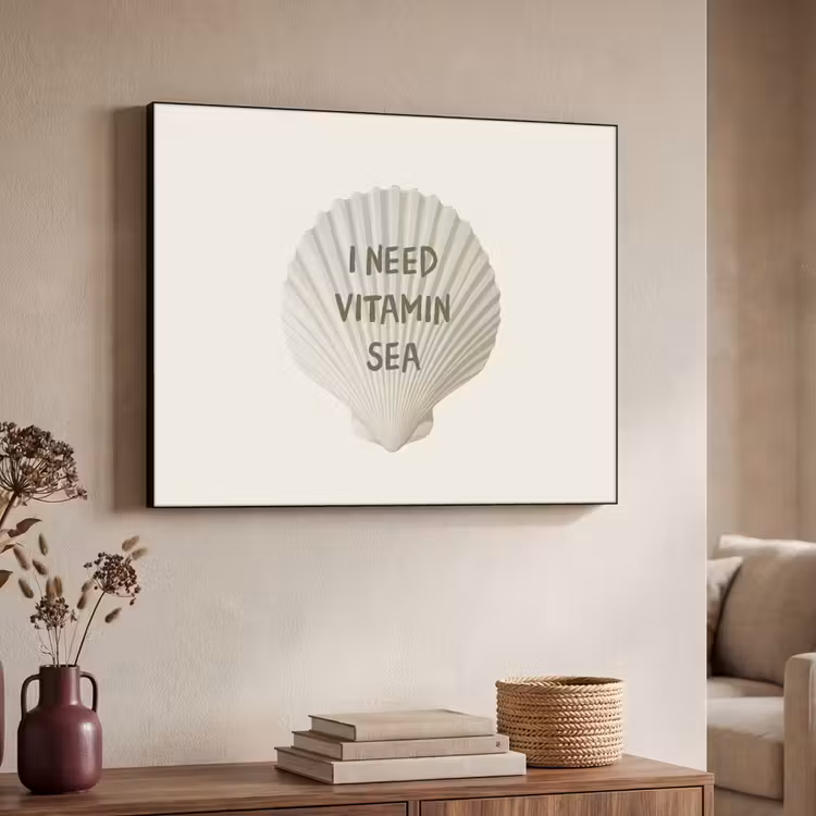 Schelp - Quote - Groen Textielframe zwart klein -sfeer3