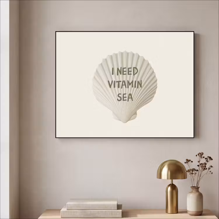 Schelp - Quote - Groen Textielframe zwart klein -sfeer2