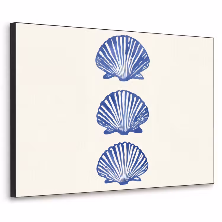 Schelpen - Blauw - Patroon Textielframe zwart klein -3d
