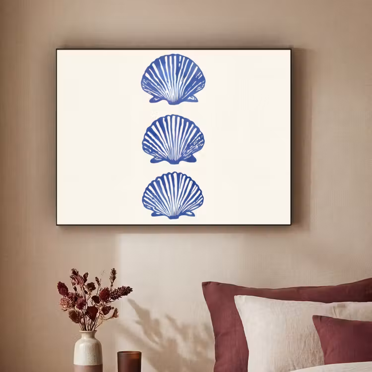 Schelpen - Blauw - Patroon Textielframe - compleet frame klein -sfeer1