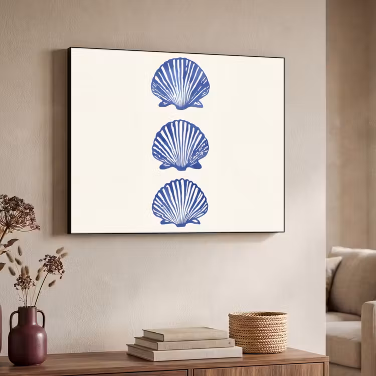 Schelpen - Blauw - Patroon Textielframe - compleet frame klein -sfeer3