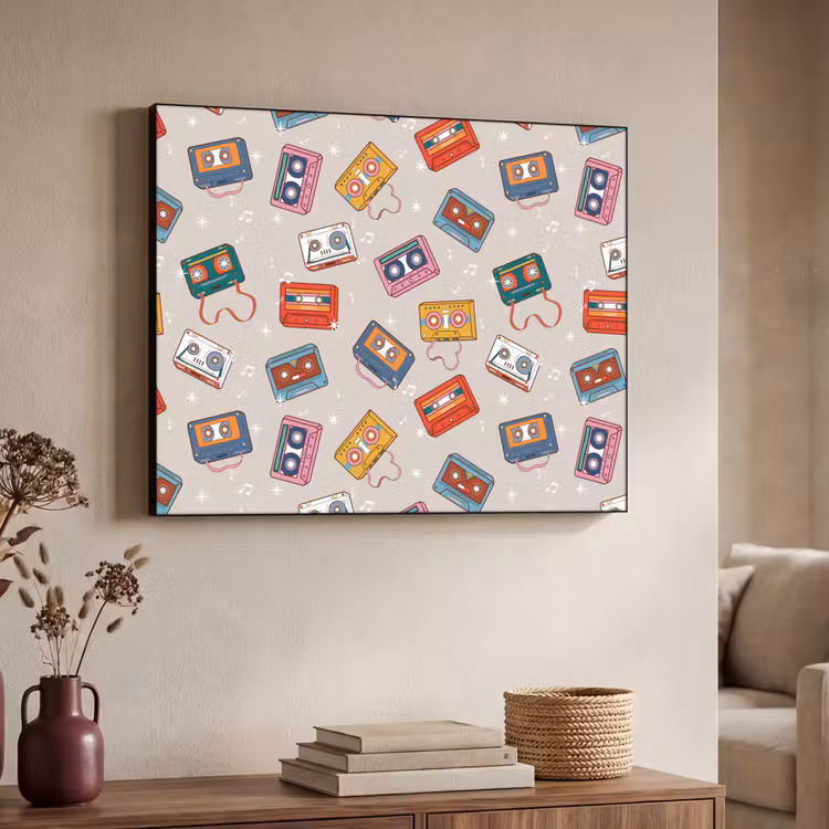 Muziek - Cassette - Patroon Textielframe zwart klein 947 -sfeer3