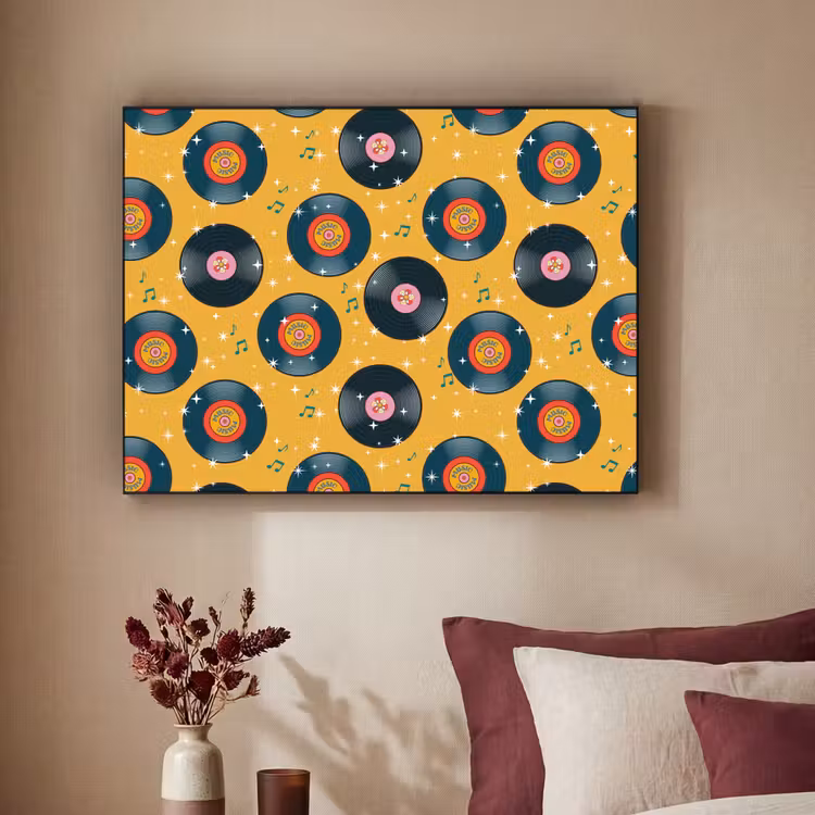 Muziek - Patroon - Geel Textielframe zwart klein 947 -sfeer1
