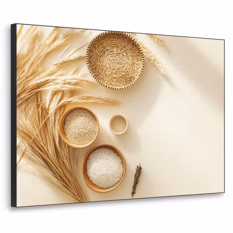 Granen - Hout - Kom - Beige Textielframe - compleet frame klein -3d