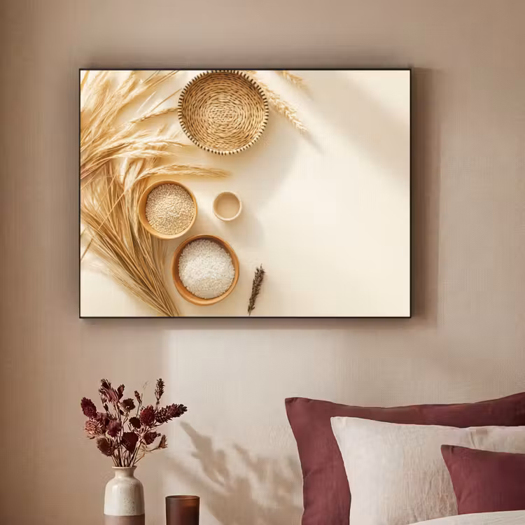 Granen - Hout - Kom - Beige Textielframe - compleet frame klein -sfeer1