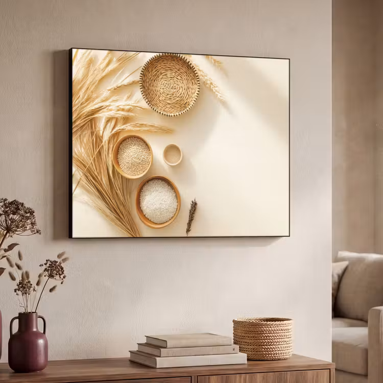 Granen - Hout - Kom - Beige Textielframe - compleet frame klein -sfeer3
