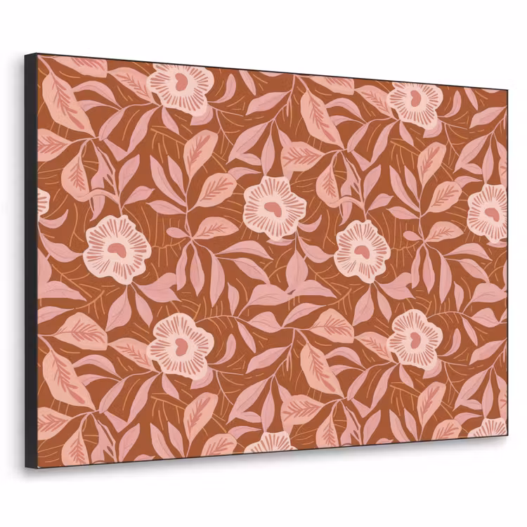 Patroon - Bladeren - Terracotta Textielframe zwart klein 947 -3d