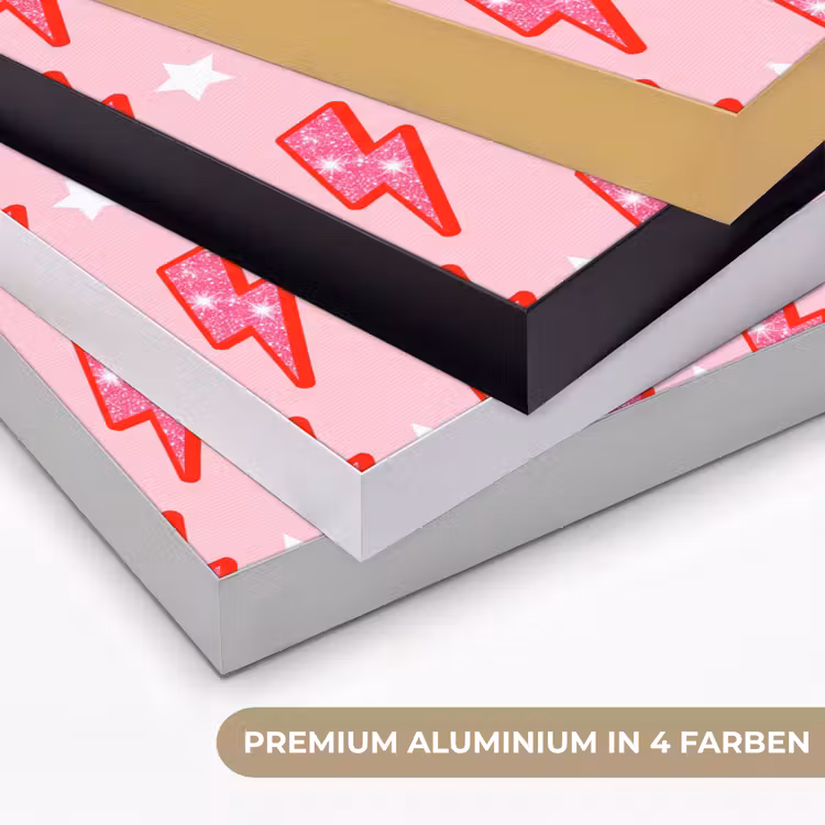 Patroon - Bliksem - Ster - Glitter - Roze Textielframe zwart klein -USP_kleurenDE