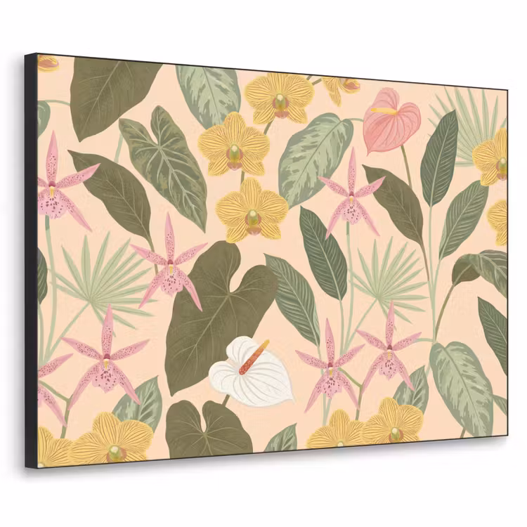 Patroon - Bloemen - Kleurrijk Textielframe zwart klein -3d