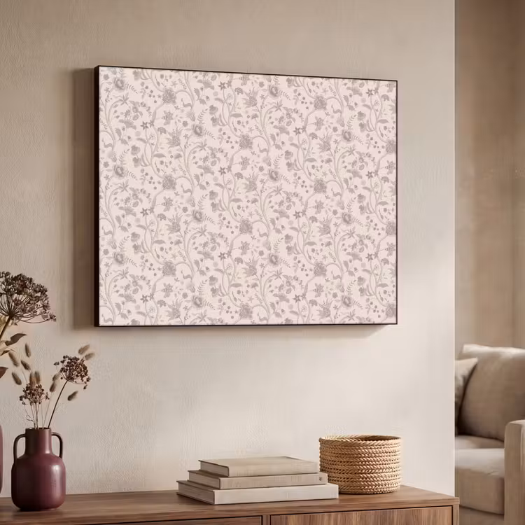 Patroon - Bloemen - Paars Textielframe zwart klein 947 -sfeer3