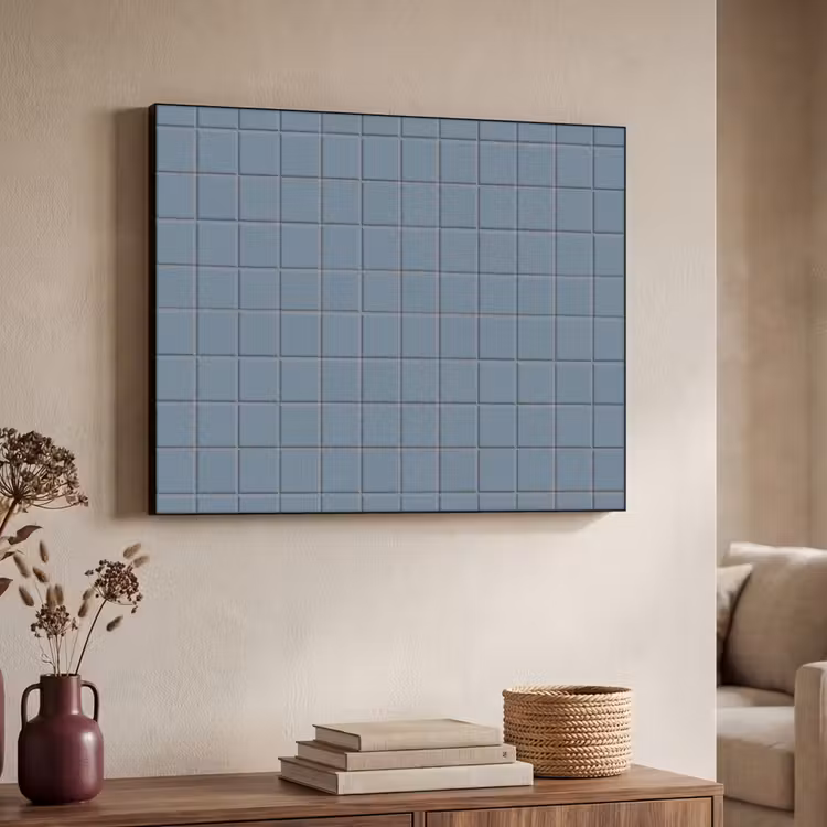 Patroon - Tegel - Blauwgrijs Textielframe zwart klein 947 -sfeer3