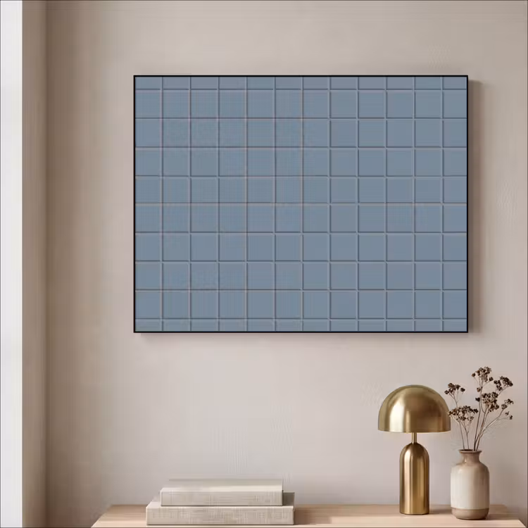 Patroon - Tegel - Blauwgrijs Textielframe zwart klein 947 -sfeer2