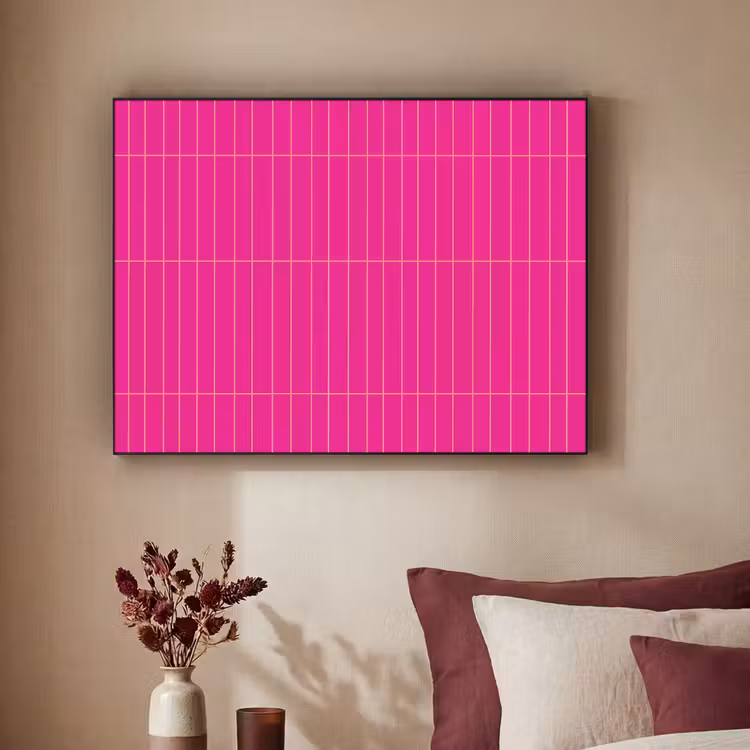 Patroon - Tegel - Magenta - Roze Textielframe zwart klein 947 -sfeer1
