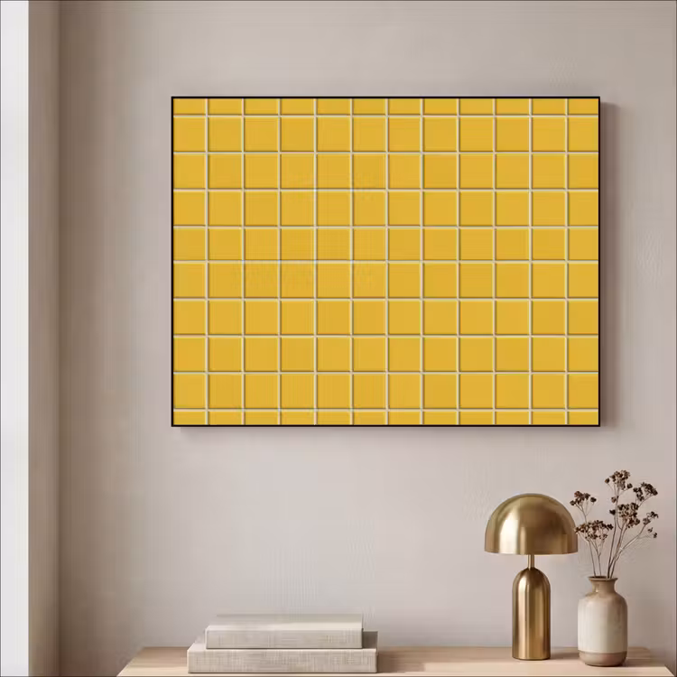 Patroon - Tegel - Okergeel Textielframe zwart klein 947 -sfeer2