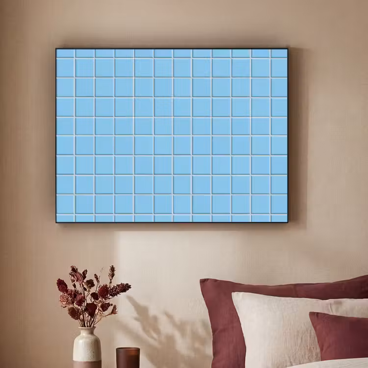 Patroon - Tegel - Pastel - Blauw Textielframe zwart klein 947 -sfeer1