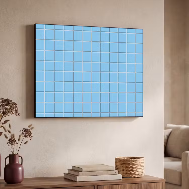 Patroon - Tegel - Pastel - Blauw Textielframe zwart klein 947 -sfeer3