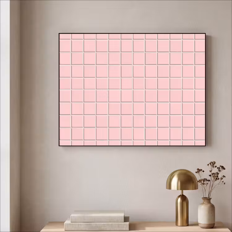 Patroon - Tegel - Pastelroze Textielframe zwart klein 947 -sfeer2