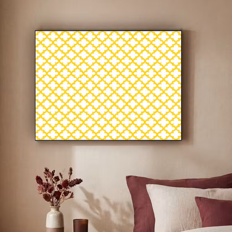 Patroon - Geometrisch - Klassiek - Geel Textielframe zwart klein 947 -sfeer1