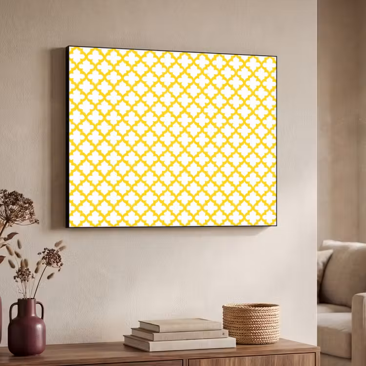 Patroon - Geometrisch - Klassiek - Geel Textielframe zwart klein 947 -sfeer3