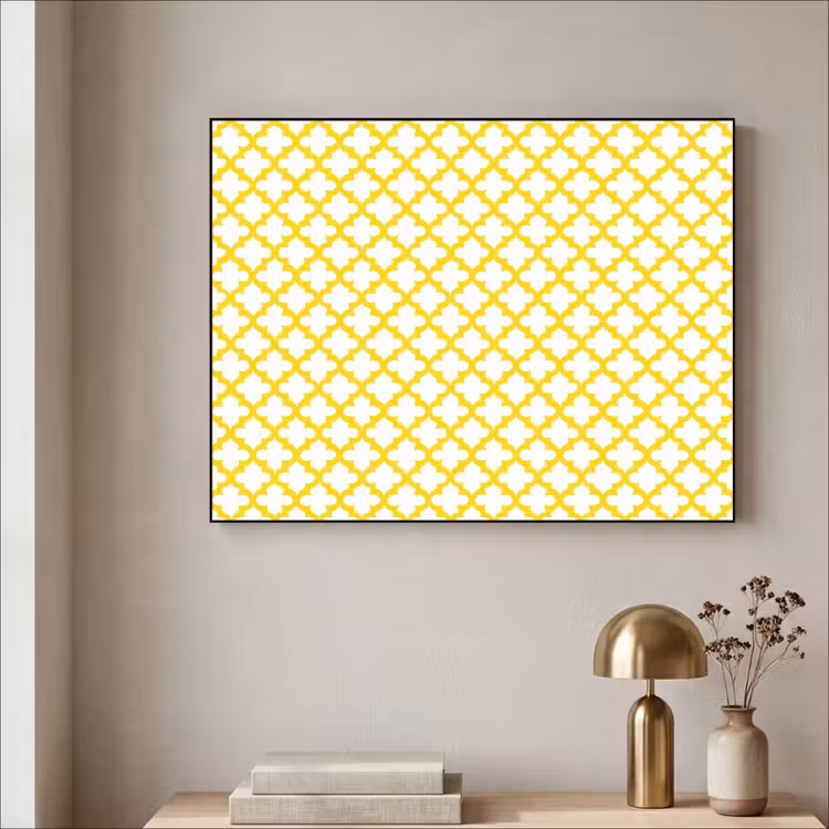 Patroon - Geometrisch - Klassiek - Geel Textielframe zwart klein 947 -sfeer2