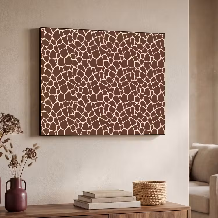 Patroon - Giraf - Bruin Textielframe zwart klein 947 -sfeer3