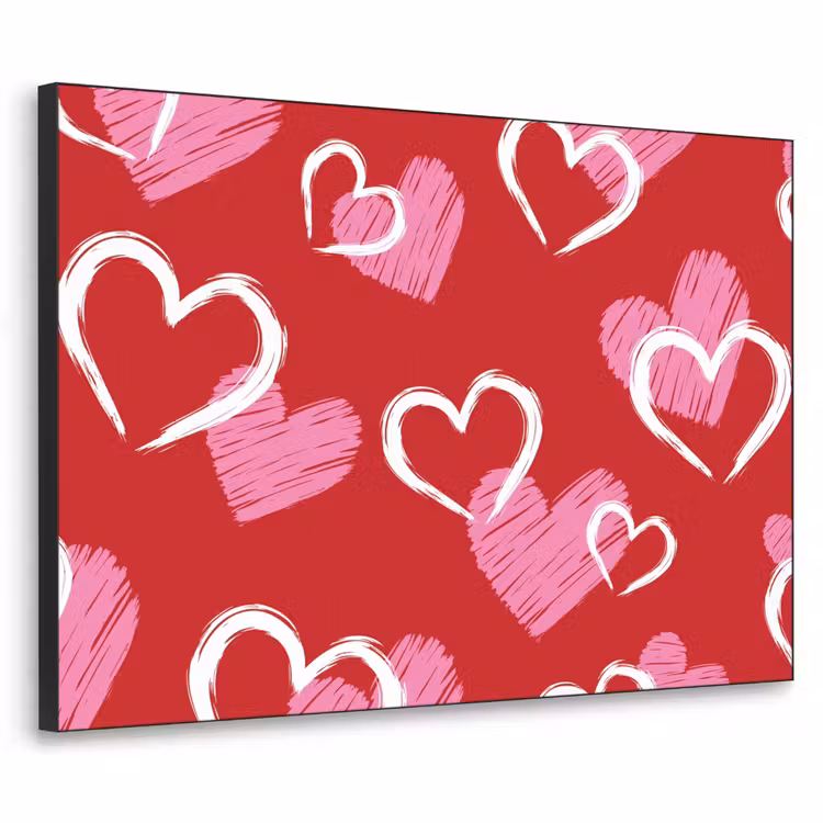Patroon - Hartjes - Roze - Valentijn Textielframe zwart klein -3d