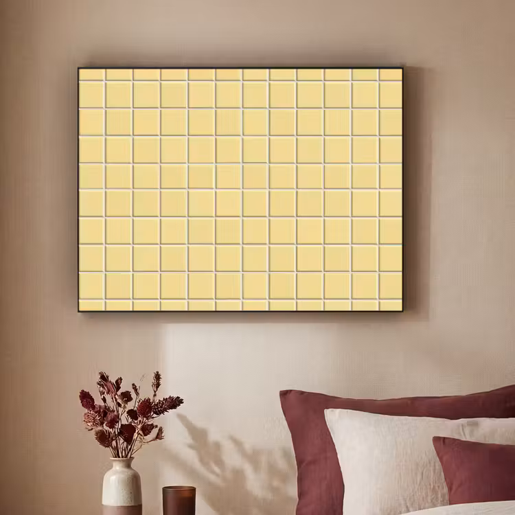 Patroon - Tegels - Geel Textielframe zwart klein 947 -sfeer1