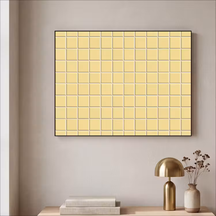 Patroon - Tegels - Geel Textielframe zwart klein 947 -sfeer2
