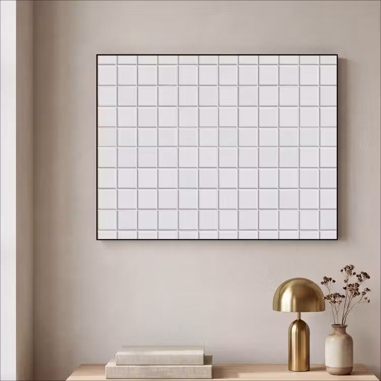 Patroon - Tegels - Grijs - Wit Textielframe zwart klein 947 -sfeer2
