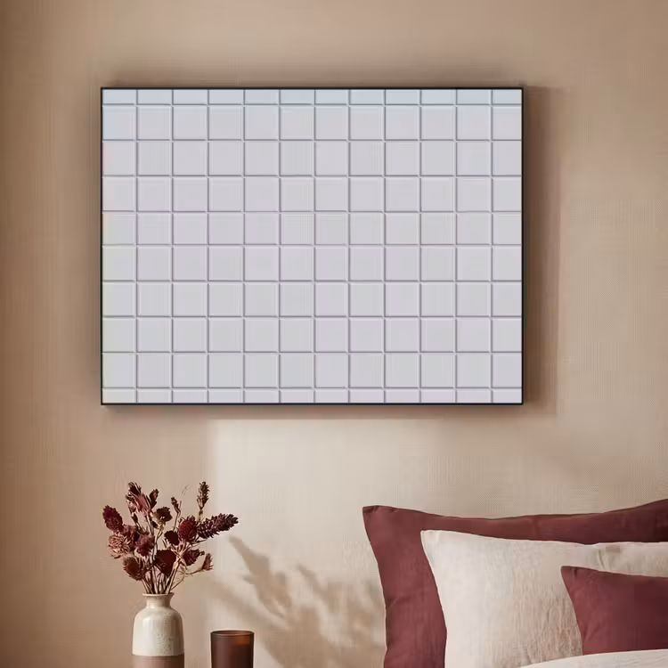 Patroon - Tegels - Licht - Grijs Textielframe zwart klein 947 -sfeer1