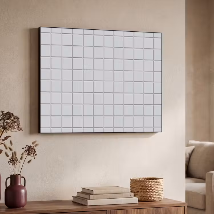 Patroon - Tegels - Licht - Grijs Textielframe zwart klein 947 -sfeer3