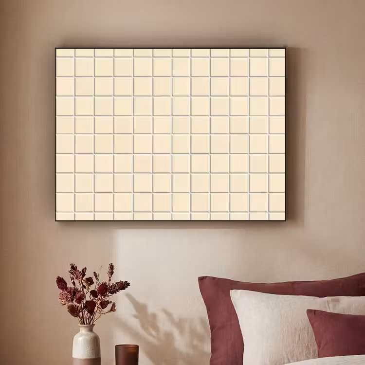 Patroon - Tegels - Gebroken - Wit Textielframe zwart klein 947 -sfeer1