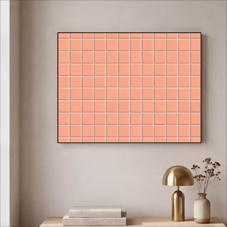 Patroon - Tegels - Perzik Textielframe zwart klein 947 -sfeer2