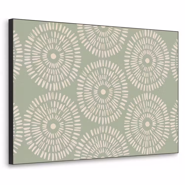 Patroon - Cirkels - Abstract - Modern - Groen Textielframe zwart klein -3d