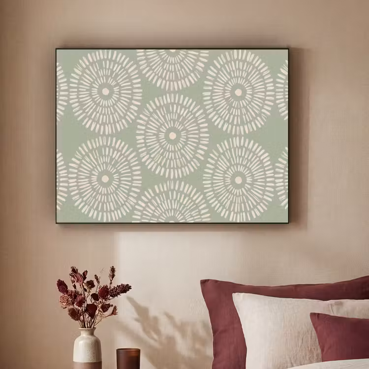 Patroon - Cirkels - Abstract - Modern - Groen Textielframe zwart klein -sfeer1
