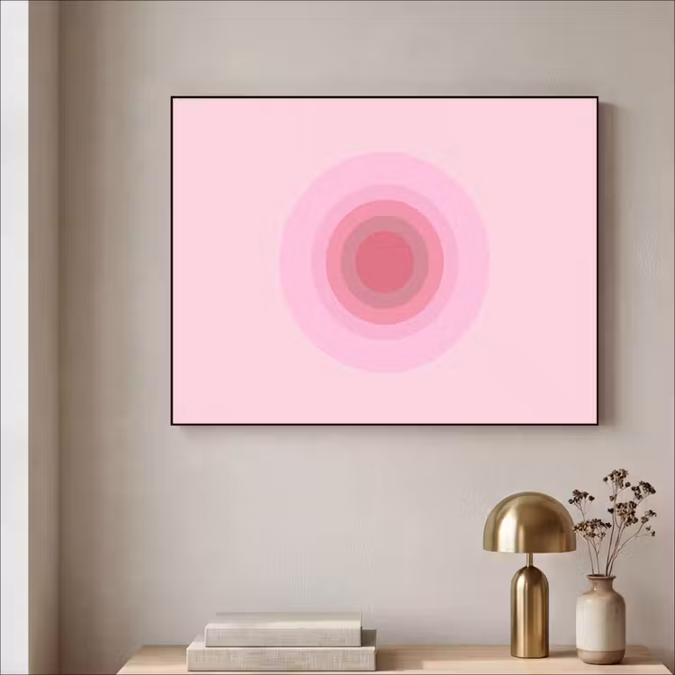 Patroon - Cirkels - Abstract - Roze - Modern Textielframe zwart klein -sfeer2